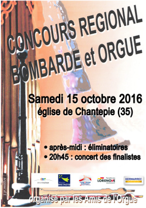Affiche du Concours Régional Bombarde & Orgue 2016